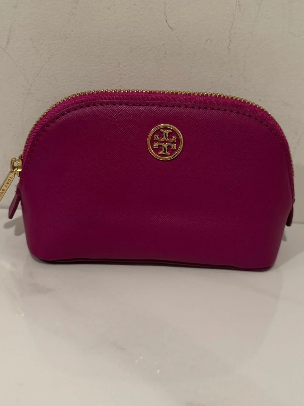 Tory Burch Pink Cosmetic Pouch with Gold Logo
